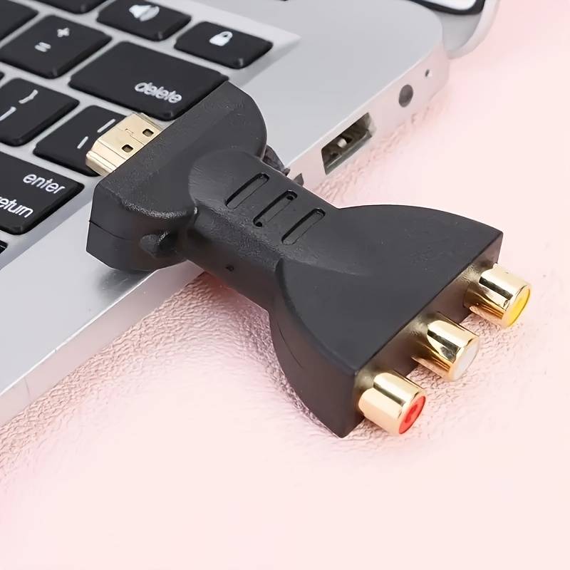 One HDTV to 3-RCA audio/video AV component converter adapter, HDTV male to 3-RCA female composite interface.