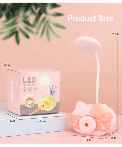 USB charging pencil sharpener + phone holder + led night lamp 3 in 1 kids study table lamp