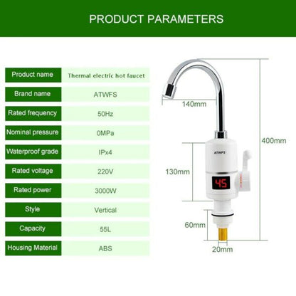JG559 Instant Water Heater Tap Thermostat 3000w with Temperature Display