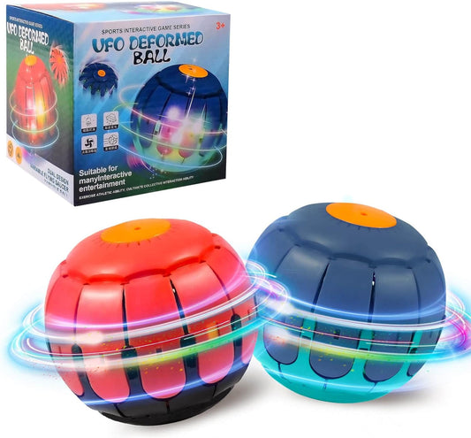 Frisbee Ball Flying led Deformed Flying Saucer Ball Magic Light Flying Saucer Frisbee Turns into Ball, Blue / Red