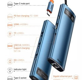 Baseus Metal Gleam Series 6 in1 Multifunctional USB Type-C HUB Station