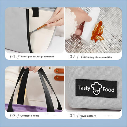 Insulated Lunch Bag/Outdoor Picnic Bag/Warmer Bag for Office Worker (Gray)