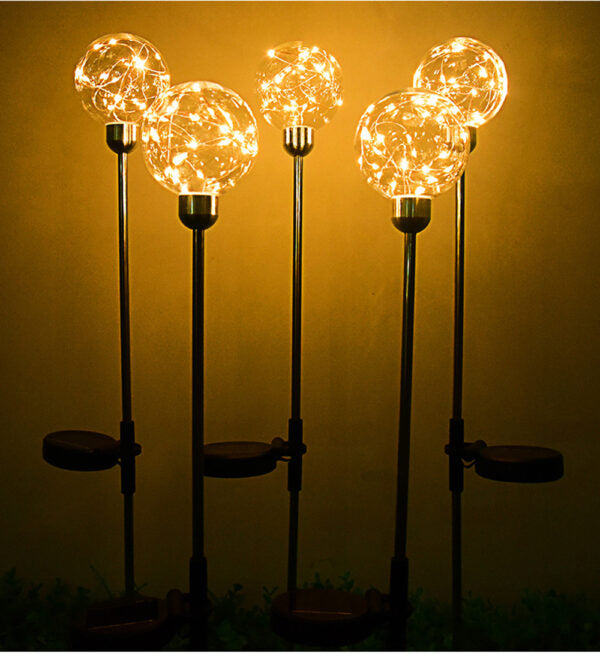 FA-LC72H Solar Powered Copper Wire Ball Garden Light Warm White 2Pcs