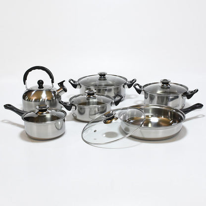 Non stick 12 pieces cooking pot set multi-function stainless steel cookware set 12 pcs