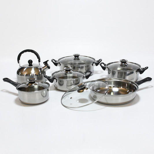 Non stick 12 pieces cooking pot set multi-function stainless steel cookware set 12 pcs