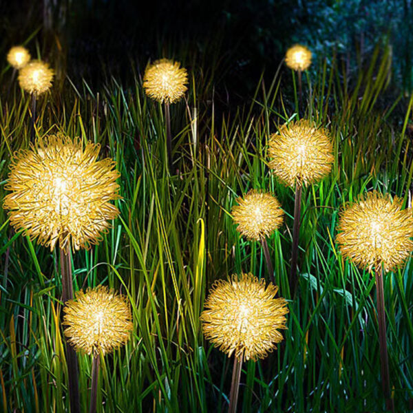 FA-LC77H Solar Powered Aluminum Dandelion Light Warm White 2 PCS