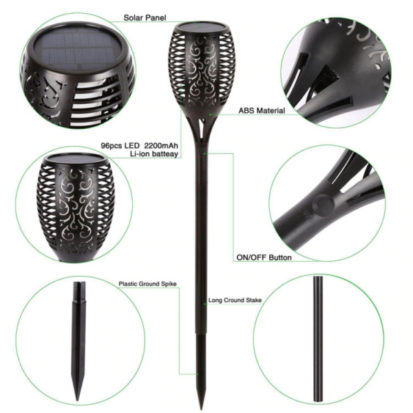 FA-8116T Solar Powered Yellow and Blue Dual Flame Light