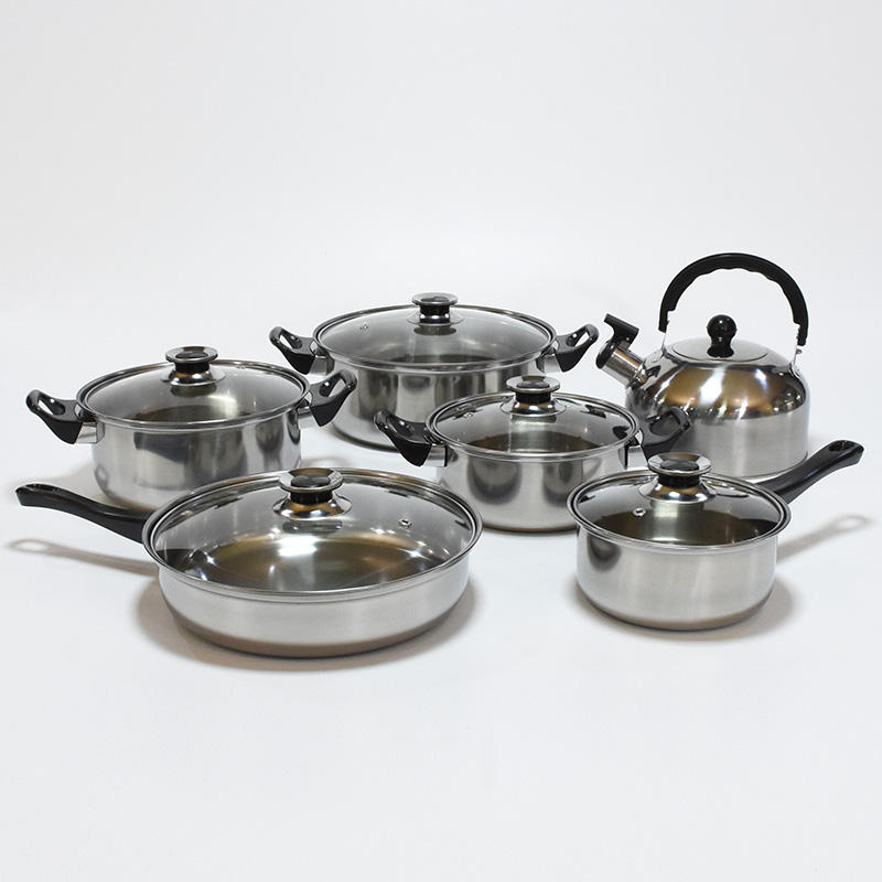 Non stick 12 pieces cooking pot set multi-function stainless steel cookware set 12 pcs