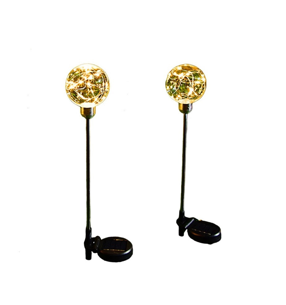 FA-LC72H Solar Powered Copper Wire Ball Garden Light Warm White 2Pcs