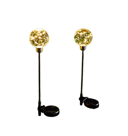 FA-LC72H Solar Powered Copper Wire Ball Garden Light Warm White 2Pcs