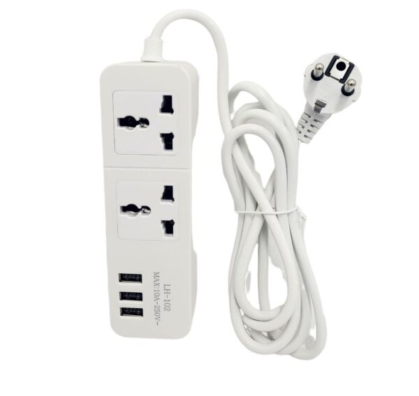 5V-4A Power Strip Socket With 3 USB And 2 AC Port