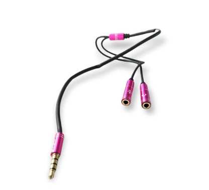AB-S680 3.5mm Male Jack To Earphone And Microphone Female Aux Cable