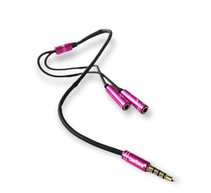 AB-S680 3.5mm Male Jack To Earphone And Microphone Female Aux Cable