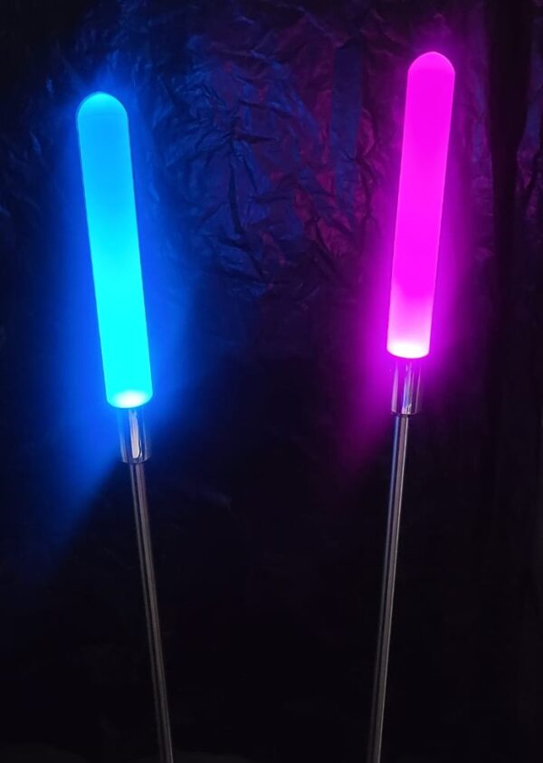 FA-LC54 7 Colour Changing RGB Solar Powered Frosted Rod Garden Light 2pcs