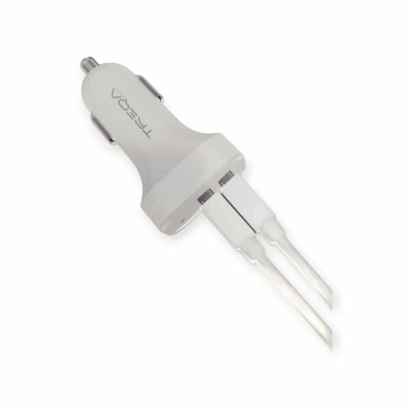 Treqa CS-219-IOS Dual Port USB Car Charger With Lightning USB Cable 3.1A