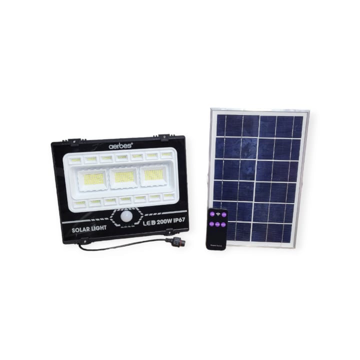 Aerbes AB-T08 Solar Powered Sensor Motion Floodlight With Remote Control 200W