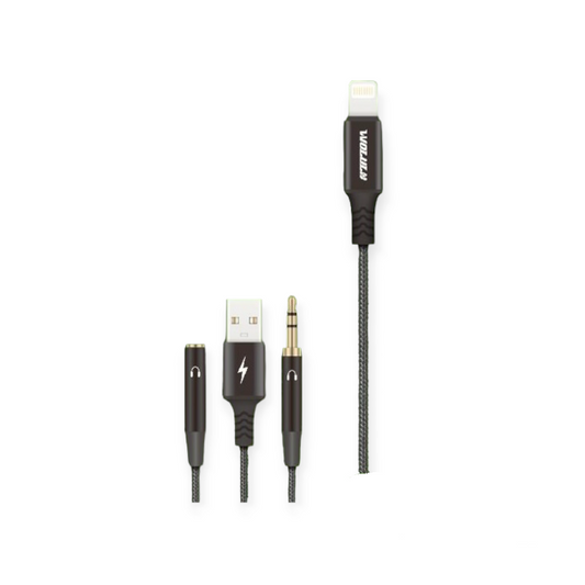 Wolulu AS-51193 Lightning Pin to 3.5mm Male And Female + Male USB