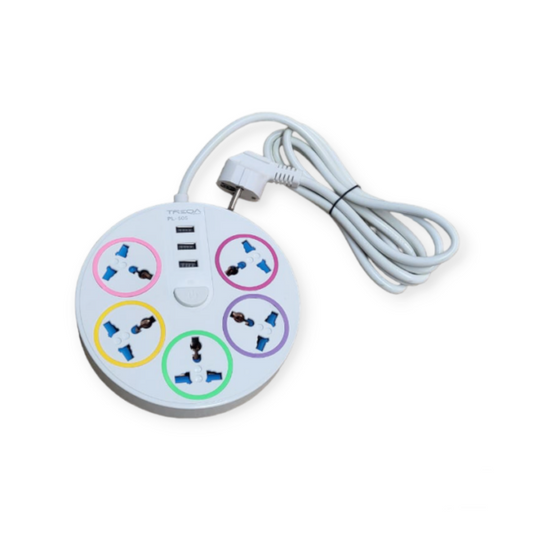Treqa PL-505 5 Power Sockets + 3 USB Port With 2M Cable