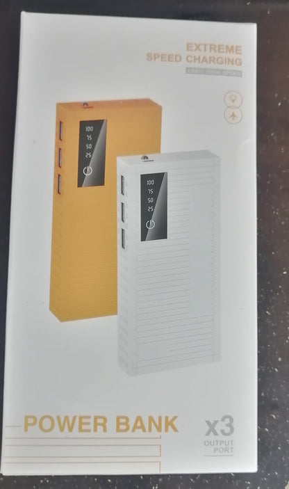 Led Light Power Bank External 3 USB Speed Charging