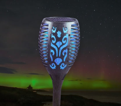 FA-8116T Solar Powered Yellow and Blue Dual Flame Light