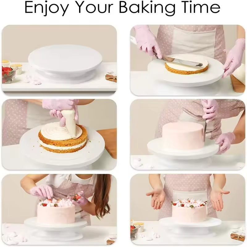 Cake Turntable Anti-skid Plastic Decorating Rotating Table Pastries Cake Decoration DIY Baking Tools Revolving Cake Stand
