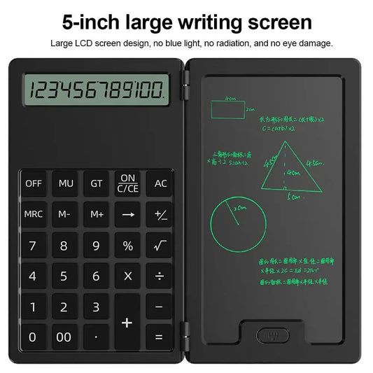 Mini Foldable 12-Digit Scientific Calculators with 5Inch LCD Notepad Writing Pad With Stylus For Students Office
