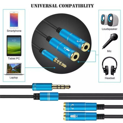 2 in 1 3.5mm Stereo Audio Headphone Jack Male to Female Headset Mic Y Splitter Cable Adapter