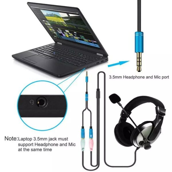 2 in 1 3.5mm Stereo Audio Headphone Jack Male to Female Headset Mic Y Splitter Cable Adapter