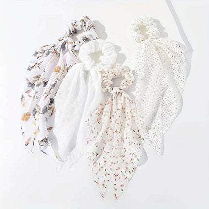 4pcs Cute Floral Ribbon Hair Ties