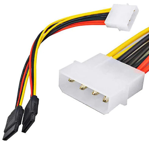 SE-L124 4 Pin Molex Power to 2 SATA Adapter Converter Y Split Cable Pack of 100