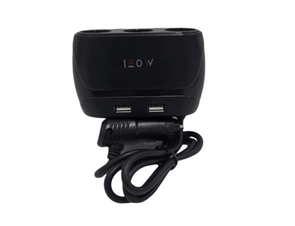 WT-D23 120W Dual USB Car Charger With 3 Way Cigarette Lighter Splitter And GPS Adapter