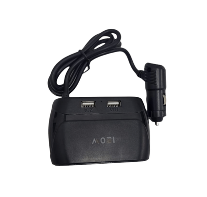 WT-D23 120W Dual USB Car Charger With 3 Way Cigarette Lighter Splitter And GPS Adapter