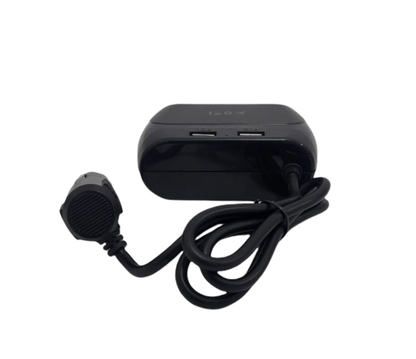 WT-D23 120W Dual USB Car Charger With 3 Way Cigarette Lighter Splitter And GPS Adapter