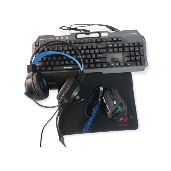 JG1300 4 in 1 Gaming RGB Piece Set Wired Back-Light Keyboard