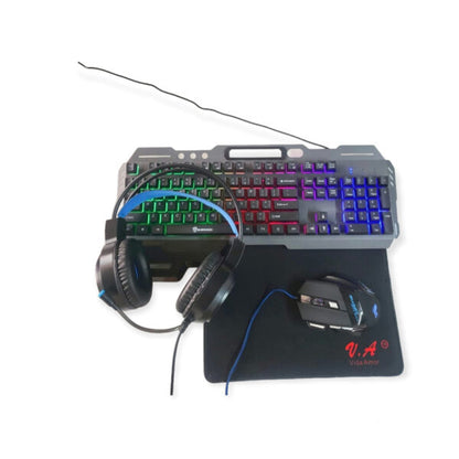 JG1300 4 in 1 Gaming RGB Piece Set Wired Back-Light Keyboard