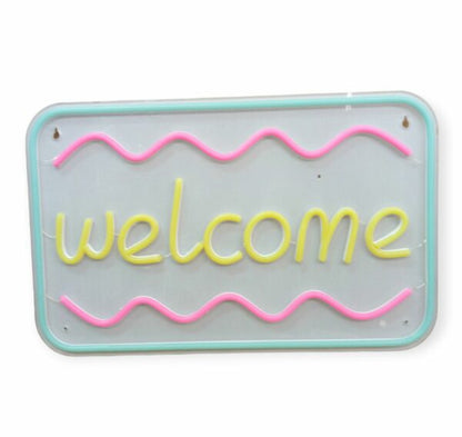 E-27 Welcome Backplate Neon Sign With 12V 2A Power Adapter