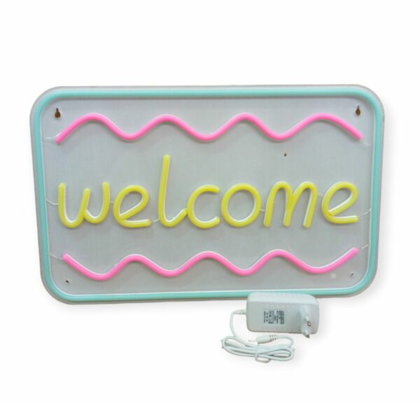 E-27 Welcome Backplate Neon Sign With 12V 2A Power Adapter