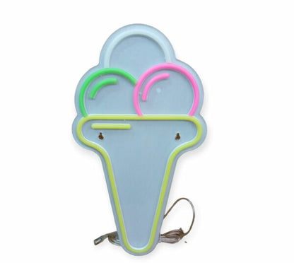 E-20 Ice Cream Cone Back Panel Neon Sign With 12V 2A Power Adapter