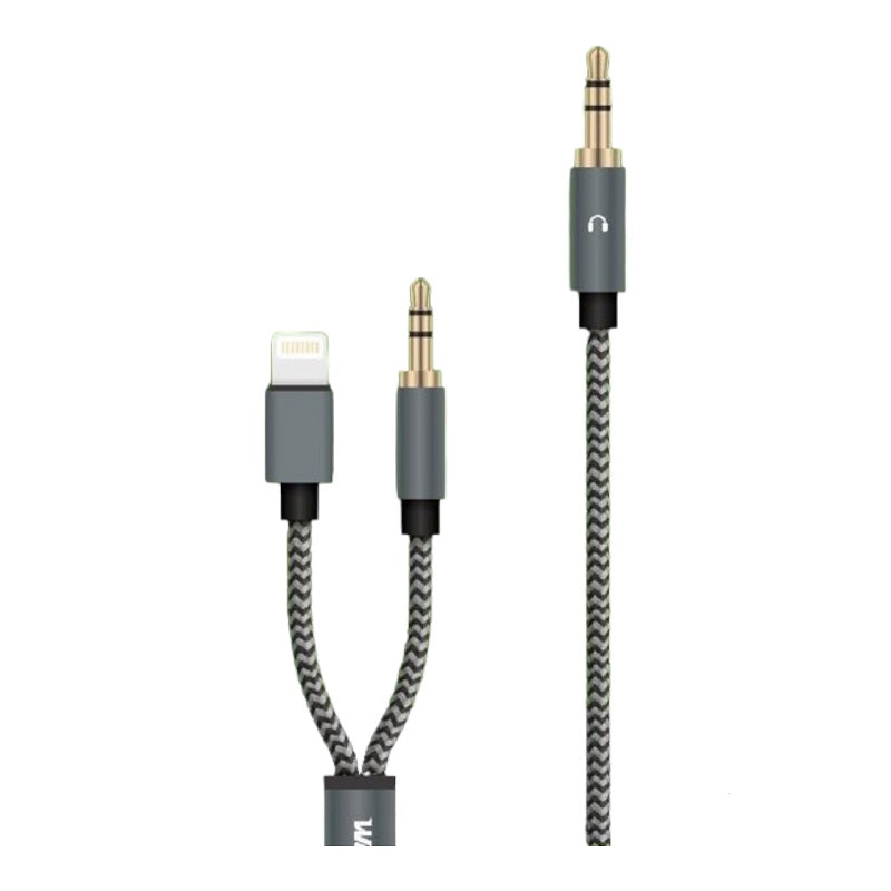 Wolulu AS-51191 Male 3.5mm To Male 3.5mm + Lightning Cable 1.2m