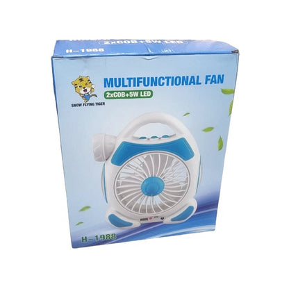 FA-1988 Rechargeable Desktop Fan with Light 2 x COB + 5W LED 2 In 1