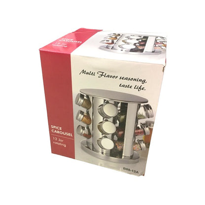 T01 Stainless Steel 12 Jar Rotating Spice Rack