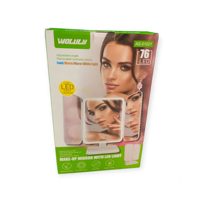 Wolulu AS-51021 Rechargeable 76 LED Makeup Mirror With Three lighting Modes