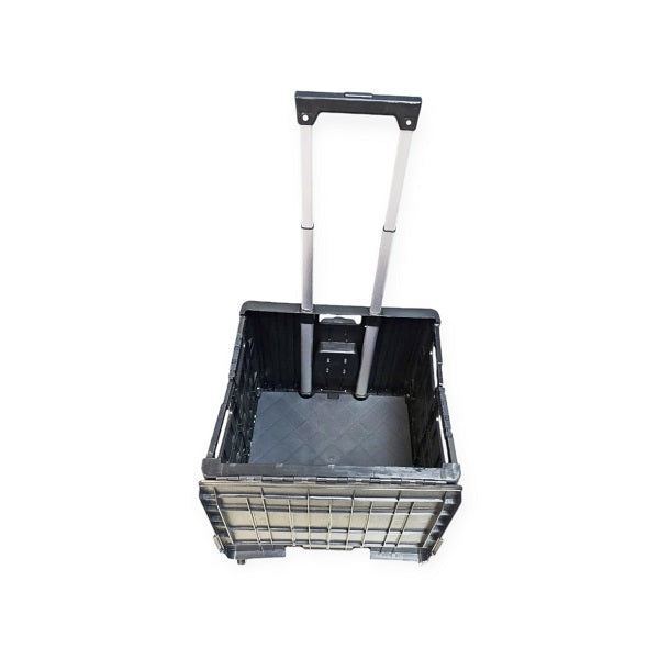 JG20375290 Collapsible Plastic Shopping Trolley Bag With Bottle Holder 44cm x 38cm x38cm