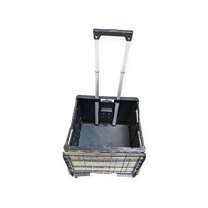 JG20375290 Collapsible Plastic Shopping Trolley Bag With Bottle Holder 44cm x 38cm x38cm