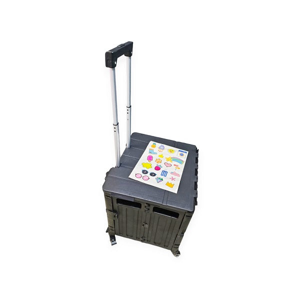 JG20375290 Collapsible Plastic Shopping Trolley Bag With Bottle Holder 44cm x 38cm x38cm