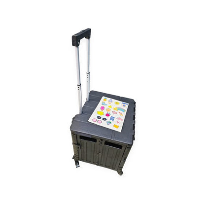 JG20375290 Collapsible Plastic Shopping Trolley Bag With Bottle Holder 44cm x 38cm x38cm