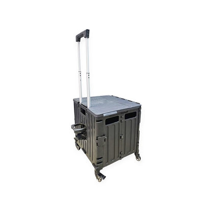 JG20375290 Collapsible Plastic Shopping Trolley Bag With Bottle Holder 44cm x 38cm x38cm