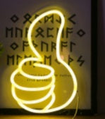 E-40 Thumbs Up Back Panel Neon Lamp With 12V 2A Power Adapter