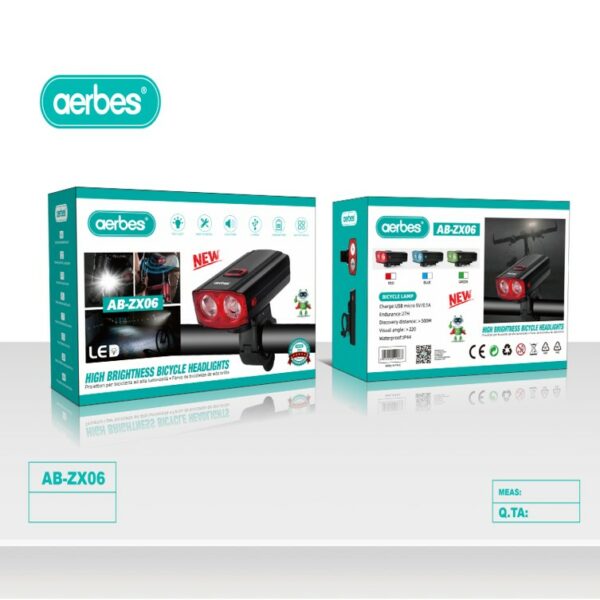 Aerbes AB-ZX06-1 Dual Light Source Wireless Code Meter Bicycle Front Light
