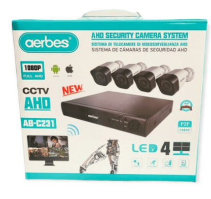 Aerbes AB-C231 1080P Full HD CCTV 4 Channel Security Camera System